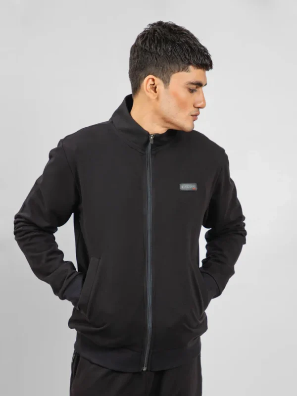 Black Tracksuit Jacket With Mock Neck