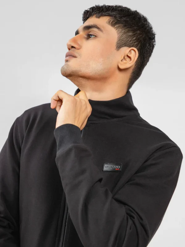 Black Tracksuit Jacket With Mock Neck